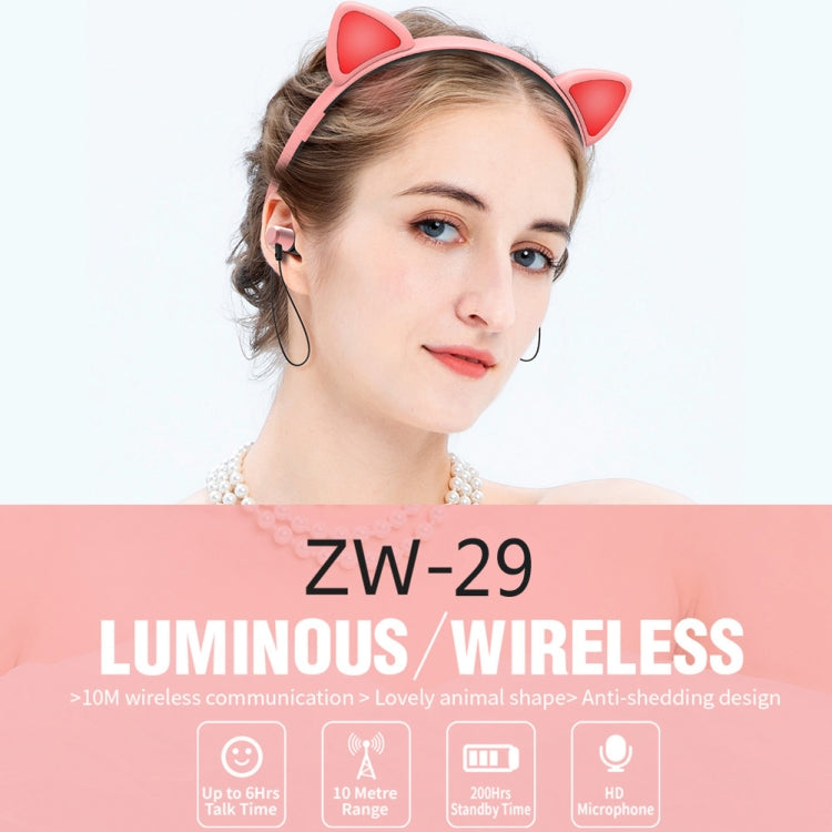 ZW29 Cat Ear Stereo Sound HIFI Fashion Outdoor Portable Sports Wireless  Bluetooth Headset with Mic & LED Light Glowing(Blue) - Neck-mounted Earphone by PMC Jewellery | Online Shopping South Africa | PMC Jewellery