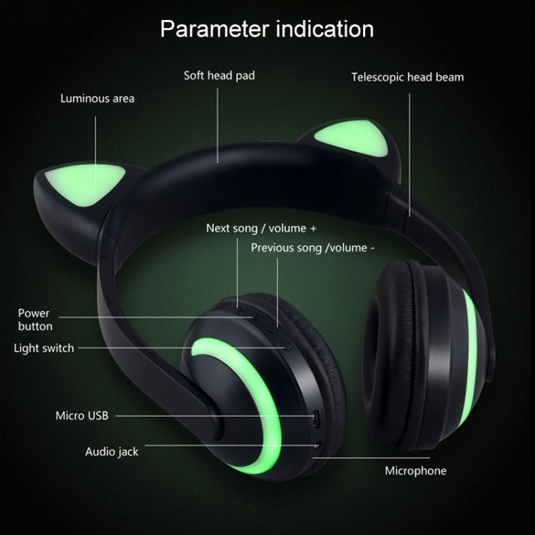 ZW19 LED 7 Colors light Bluetooth Stereo Wireless Headphones Cat Ear Flashing Glowing  Gaming Headset Earphone(Cat Ear) - Headset & Headphone by PMC Jewellery | Online Shopping South Africa | PMC Jewellery