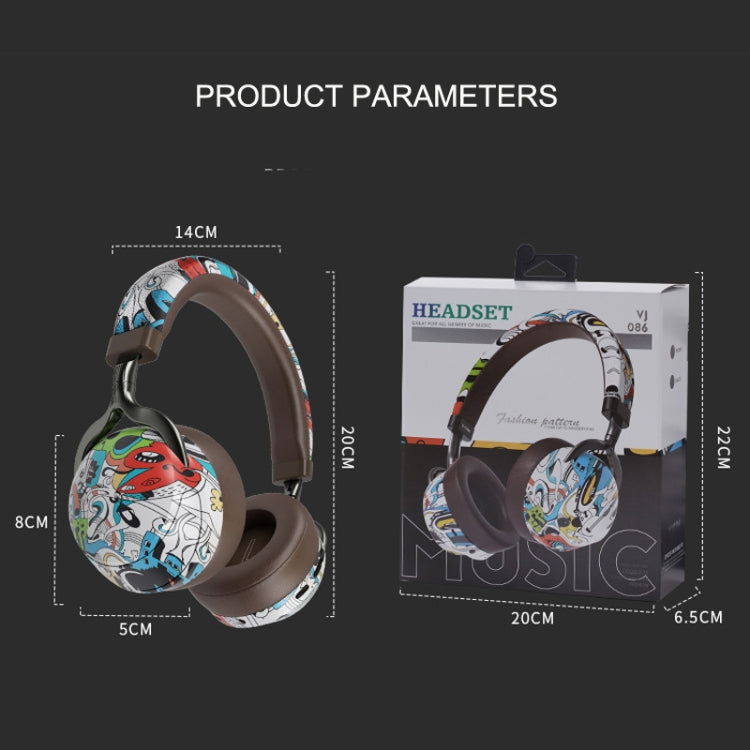 VJ086 Graffiti Headset Wireless Sports Bluetooth Headset Water Transfer Color Print Headset, Support TF, FM(Dazzle Colour) - Headset & Headphone by PMC Jewellery | Online Shopping South Africa | PMC Jewellery