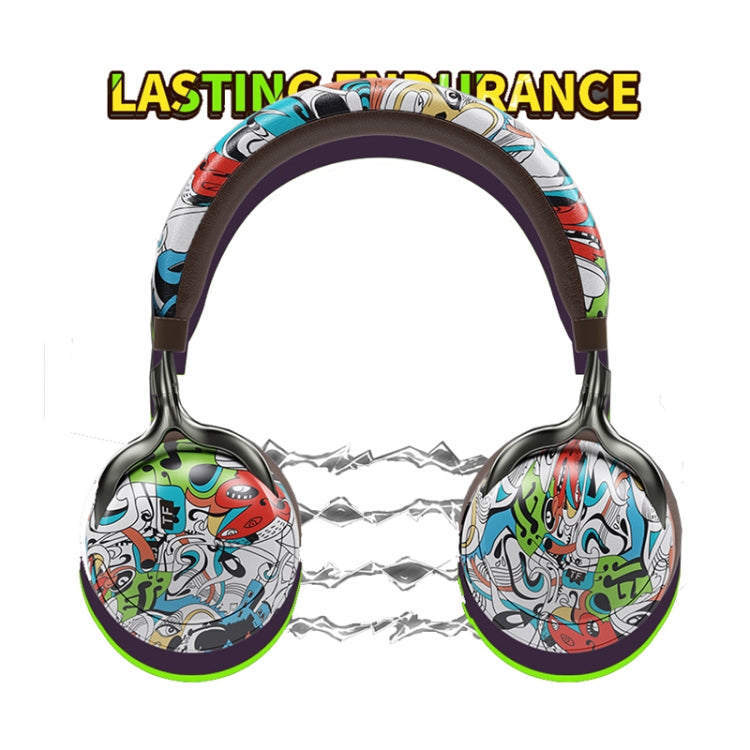 VJ086 Graffiti Headset Wireless Sports Bluetooth Headset Water Transfer Color Print Headset, Support TF, FM(Dazzle Colour) - Headset & Headphone by PMC Jewellery | Online Shopping South Africa | PMC Jewellery