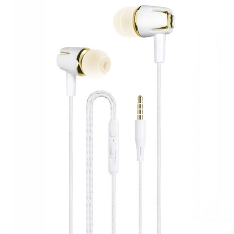 3.5mm Wired Earphone Earbuds Stereo Sound Metal Bass Headset with Mic for Smart Phone(Gold) - In Ear Wired Earphone by PMC Jewellery | Online Shopping South Africa | PMC Jewellery