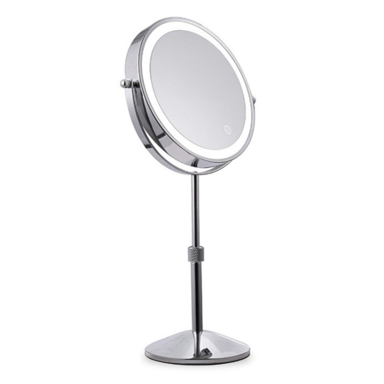 Desktop Double-SidedRound LED Luminous Makeup Mirror Liftable Magnifying Mirror, Specification:Plane + 5 Times Magnification(7-inch Battery Model) - Mirror by PMC Jewellery | Online Shopping South Africa | PMC Jewellery