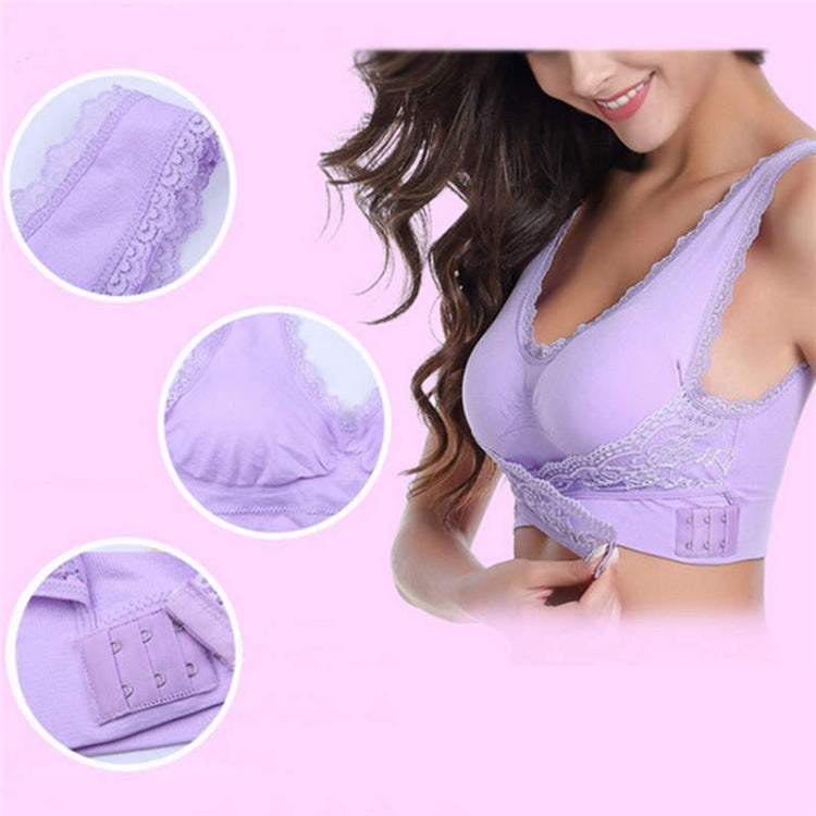 Front Cross Side Buckle Wireless Lace Bra Breathable Sport For Women, Size:M(Purple) - Ladies Underwear by PMC Jewellery | Online Shopping South Africa | PMC Jewellery