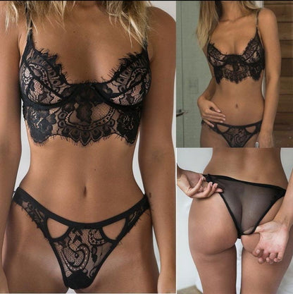 Women Lace Sling Sexy Cutout Set Lingerie Set, Cup Size:L(Black) - Ladies Underwear by PMC Jewellery | Online Shopping South Africa | PMC Jewellery