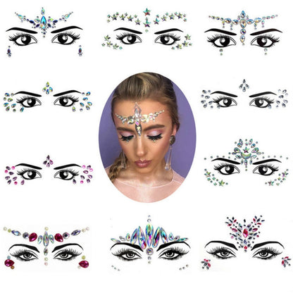 3 PCS  Forehead Green Masquerade Makeup Acrylic Face Sticker - Sticker by PMC Jewellery | Online Shopping South Africa | PMC Jewellery