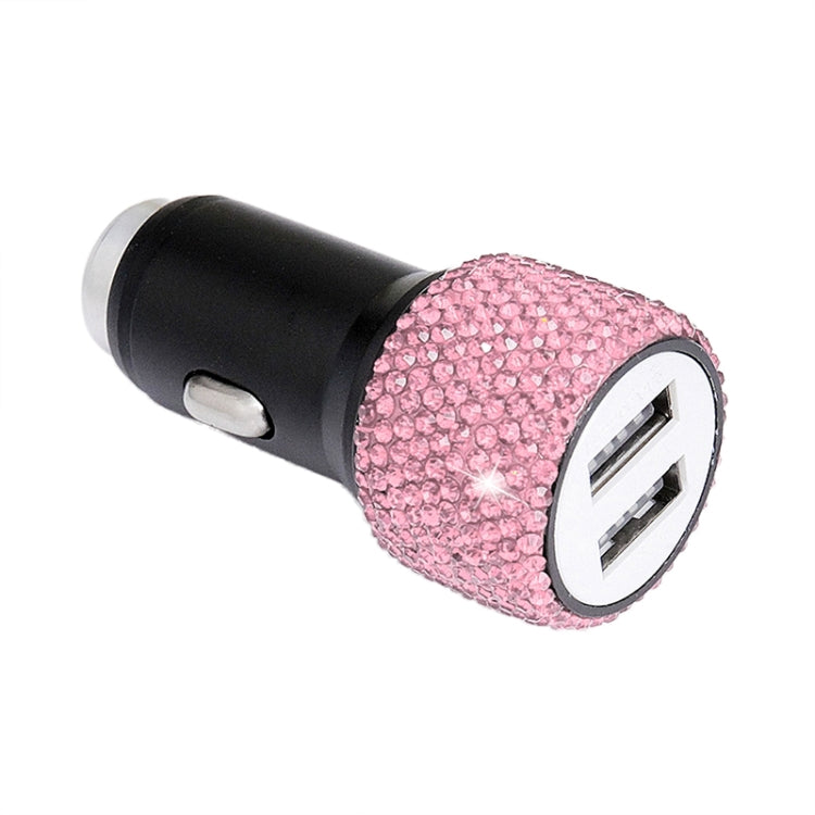 Diamond Car Dual USB Charge Mobile Phone Safety Hammer Charger(pink) - Car Charger by PMC Jewellery | Online Shopping South Africa | PMC Jewellery