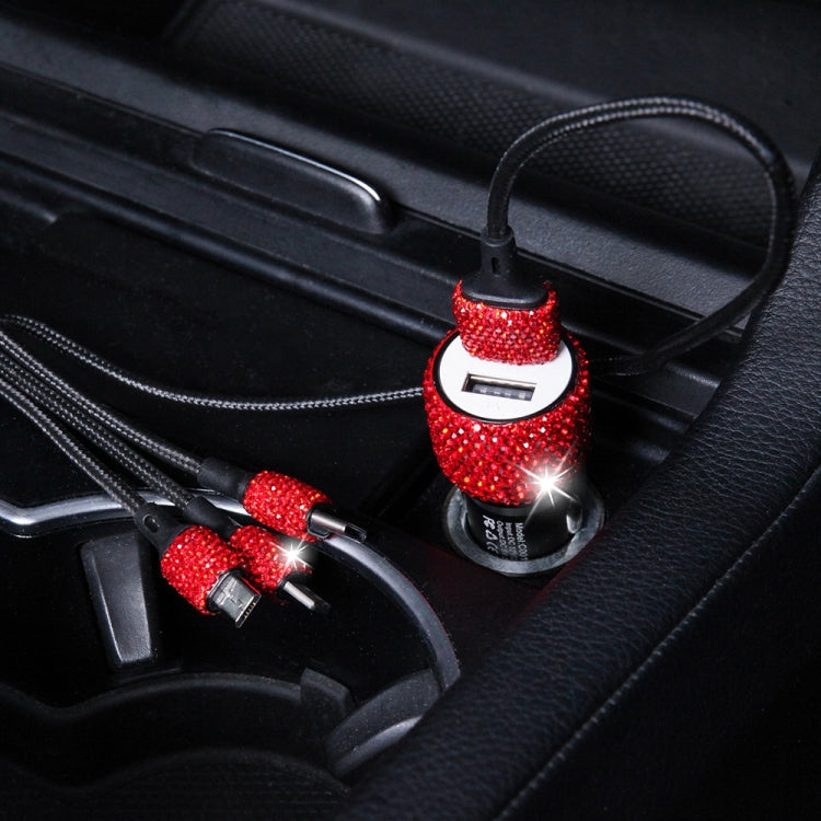 Diamond Car Dual USB Charge Mobile Phone Safety Hammer Charger(red red) - Car Charger by PMC Jewellery | Online Shopping South Africa | PMC Jewellery