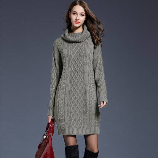 Autumn And Winter Knitwear Dresses Long Turtleneck Sweater For Women, Size: M(Grey) - Sweater by PMC Jewellery | Online Shopping South Africa | PMC Jewellery