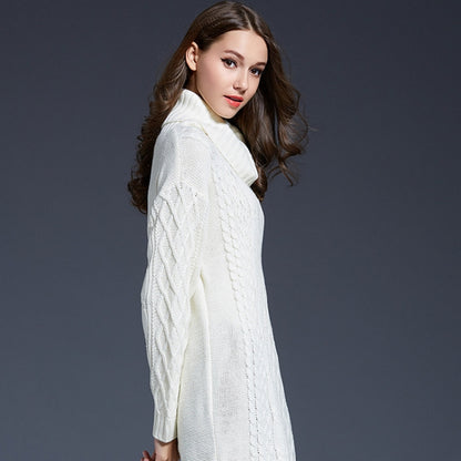 Autumn And Winter Knitwear Dresses Long Turtleneck Sweater For Women, Size: XXXXL(White) - Sweater by PMC Jewellery | Online Shopping South Africa | PMC Jewellery