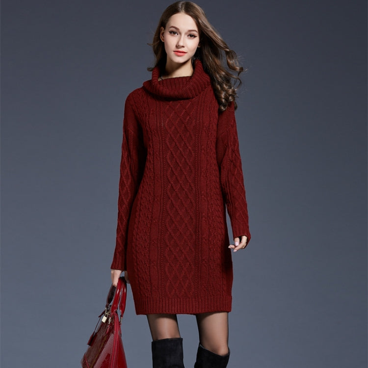 Autumn And Winter Knitwear Dresses Long Turtleneck Sweater For Women, Size: XXL(Wine Red) - Sweater by PMC Jewellery | Online Shopping South Africa | PMC Jewellery