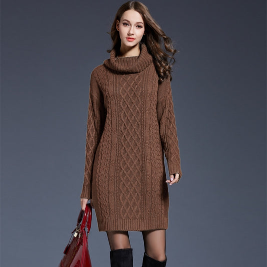 Autumn And Winter Knitwear Dresses Long Turtleneck Sweater For Women, Size: XXL(Camel) - Sweater by PMC Jewellery | Online Shopping South Africa | PMC Jewellery