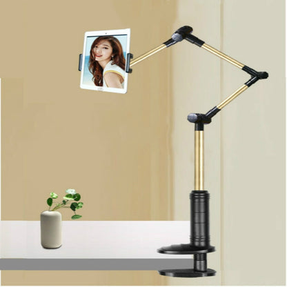 360 Degree Rotation Lazy Mount Folding Long Arm Phone Stand Holder for 4-14 Inch Tablet & Phone(Black Gold) - Lazy Bracket by PMC Jewellery | Online Shopping South Africa | PMC Jewellery