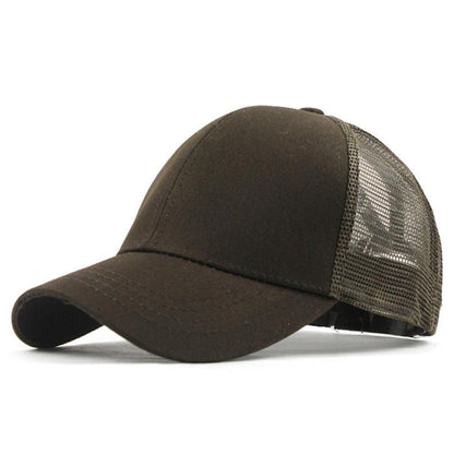 Summer Cotton Mesh Opening Ponytail Hat Sunscreen Baseball Cap, Specification:No Mark(Brown) - Peaked Cap by PMC Jewellery | Online Shopping South Africa | PMC Jewellery