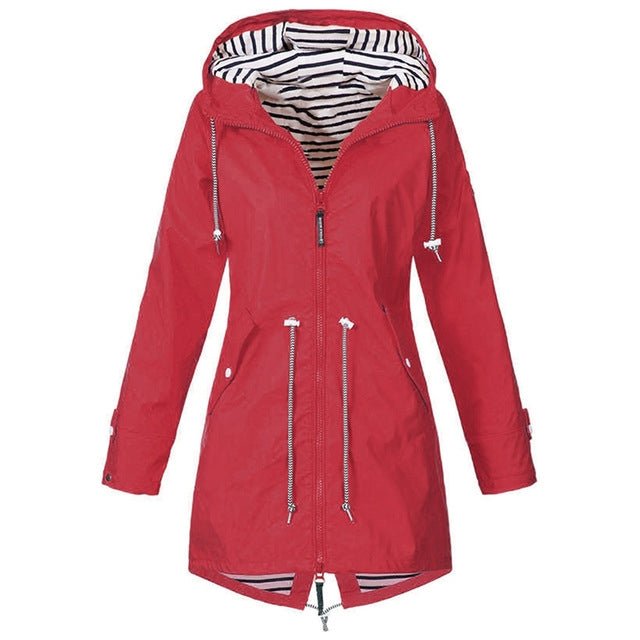 Women Waterproof Rain Jacket Hooded Raincoat, Size:S(Red) - Hoodie by PMC Jewellery | Online Shopping South Africa | PMC Jewellery