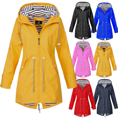 Women Waterproof Rain Jacket Hooded Raincoat, Size:L(Navy Blue) - Hoodie by PMC Jewellery | Online Shopping South Africa | PMC Jewellery