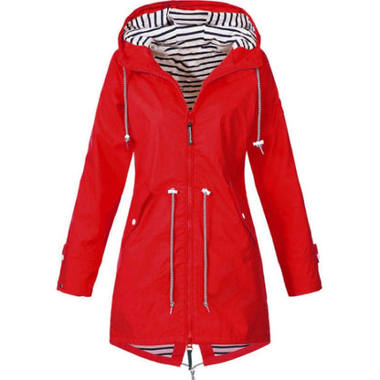 Women Waterproof Rain Jacket Hooded Raincoat, Size:L(Red) - Hoodie by PMC Jewellery | Online Shopping South Africa | PMC Jewellery