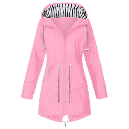 Women Waterproof Rain Jacket Hooded Raincoat, Size:L(Pink) - Hoodie by PMC Jewellery | Online Shopping South Africa | PMC Jewellery