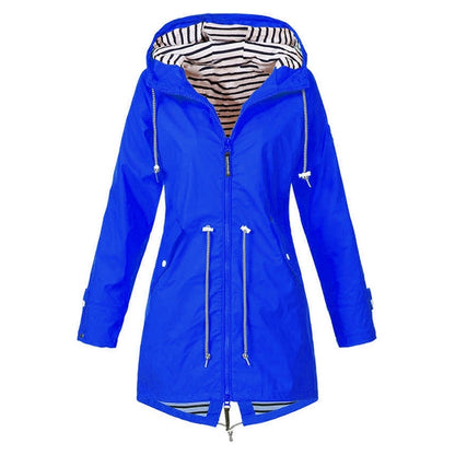 Women Waterproof Rain Jacket Hooded Raincoat, Size:XL(Blue) - Hoodie by PMC Jewellery | Online Shopping South Africa | PMC Jewellery