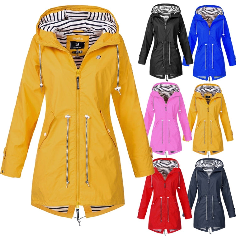 Women Waterproof Rain Jacket Hooded Raincoat, Size:XXL(Yellow) - Hoodie by PMC Jewellery | Online Shopping South Africa | PMC Jewellery