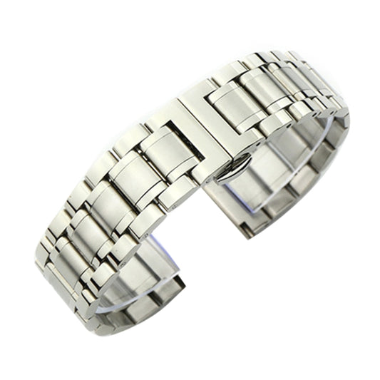 23mm Steel Bracelet Butterfly Buckle Five Beads Unisex Stainless Steel Solid Watch Strap, Color:Silver - Watch Bands by PMC Jewellery | Online Shopping South Africa | PMC Jewellery