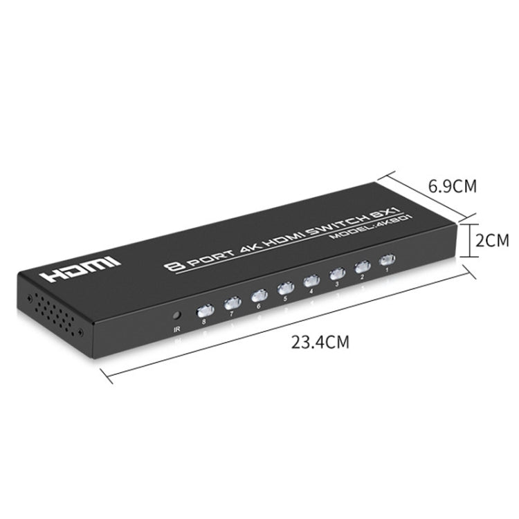 FJGEAR FJ-4K801 4K 8 In 1 Out HDMI HD Video Switcher, Plug Type:EU Plug(Black) - Switch by FJGEAR | Online Shopping South Africa | PMC Jewellery