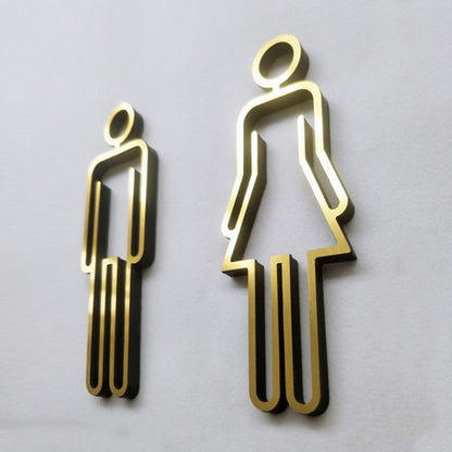 2 PCS Acrylic Toilet Symbol Adhesive Backed Bathroom Toilet Door Sign for Hotel(Gold) - Ornaments by PMC Jewellery | Online Shopping South Africa | PMC Jewellery