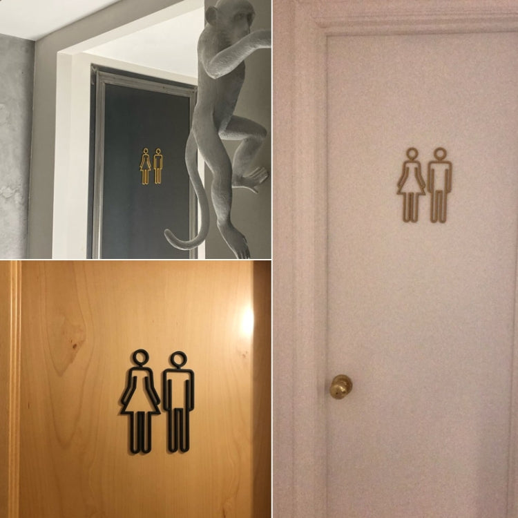 2 PCS Acrylic Toilet Symbol Adhesive Backed Bathroom Toilet Door Sign for Hotel(Gold) - Ornaments by PMC Jewellery | Online Shopping South Africa | PMC Jewellery