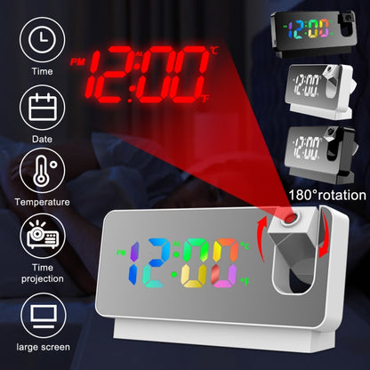 S282 Colorful Font Mute Electronic Digital Clock Mirror Projection Alarm Clock(Black Shell) - Alarm Clocks by PMC Jewellery | Online Shopping South Africa | PMC Jewellery