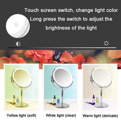 Desktop Double-SidedRound LED Luminous Makeup Mirror Liftable Magnifying Mirror, Specification:Plane + 3 Times Magnification(8-inch Battery Model) - Mirror by PMC Jewellery | Online Shopping South Africa | PMC Jewellery