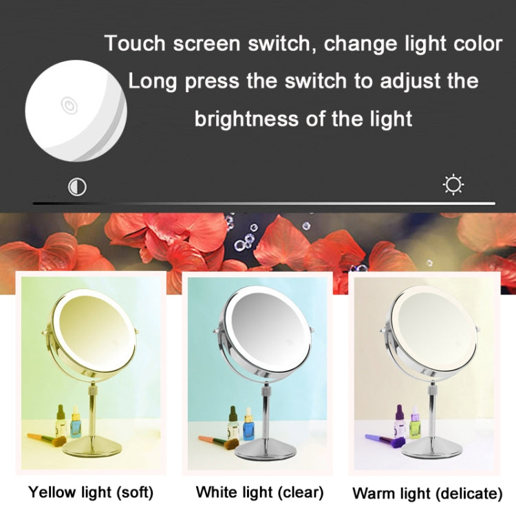 Desktop Double-SidedRound LED Luminous Makeup Mirror Liftable Magnifying Mirror, Specification:Plane + 5 Times Magnification(8-inch Battery Model) - Mirror by PMC Jewellery | Online Shopping South Africa | PMC Jewellery