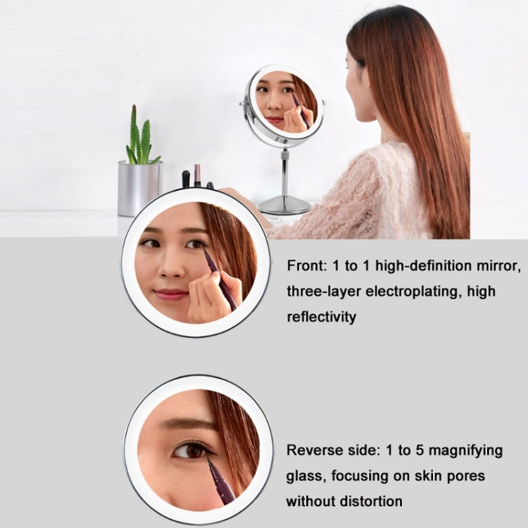 Desktop Double-SidedRound LED Luminous Makeup Mirror Liftable Magnifying Mirror, Specification:Plane + 7 Times Magnification(8-inch Battery Model) - Mirror by PMC Jewellery | Online Shopping South Africa | PMC Jewellery