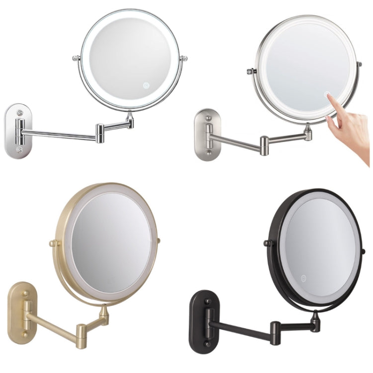 8 Inch Wall-Mounted Double-Sided Makeup Mirror LED Three-Tone Light Bathroom Mirror, Colour:USB Charging Silver(Seven Times Magnification) - Mirror by PMC Jewellery | Online Shopping South Africa | PMC Jewellery