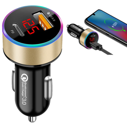 Aluminum Alloy Digital Display PD+QC3.0 Car Charger Multifunctional Car Charger( Gold) - Car Charger by PMC Jewellery | Online Shopping South Africa | PMC Jewellery