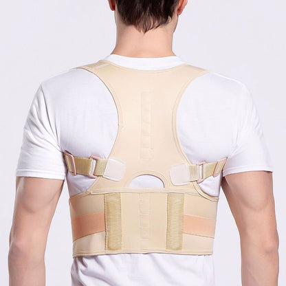 Male Female Adjustable Magnetic Posture Corrector Corset Back Men Brace Back Shoulder Belt Lumbar Support Straight, Size:L (Skin Color) - Corrector by PMC Jewellery | Online Shopping South Africa | PMC Jewellery