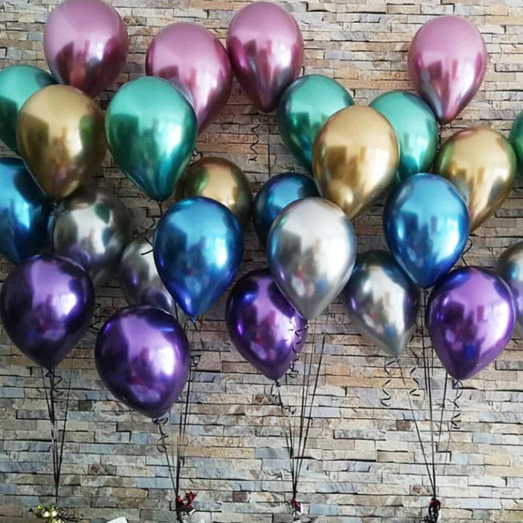 50 PCS 12inch Glossy Metal Pearl Latex Balloons Metallic Color Inflatable Air Ball Birthday Party Decor(Blue) - Balloons by PMC Jewellery | Online Shopping South Africa | PMC Jewellery