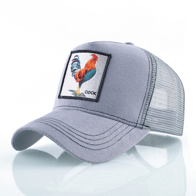 Cotton Embroidered Animal Baseball Cap(Gray Cock) - Peaked Cap by PMC Jewellery | Online Shopping South Africa | PMC Jewellery