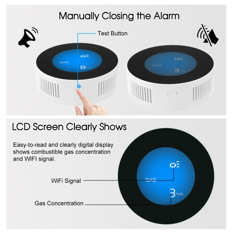 Gas Detector Alarm Leakage Sensor Natural Gas Leak Detector(Common On-site Audible and Vision Alarm) - Smoke Gas Detector by PMC Jewellery | Online Shopping South Africa | PMC Jewellery