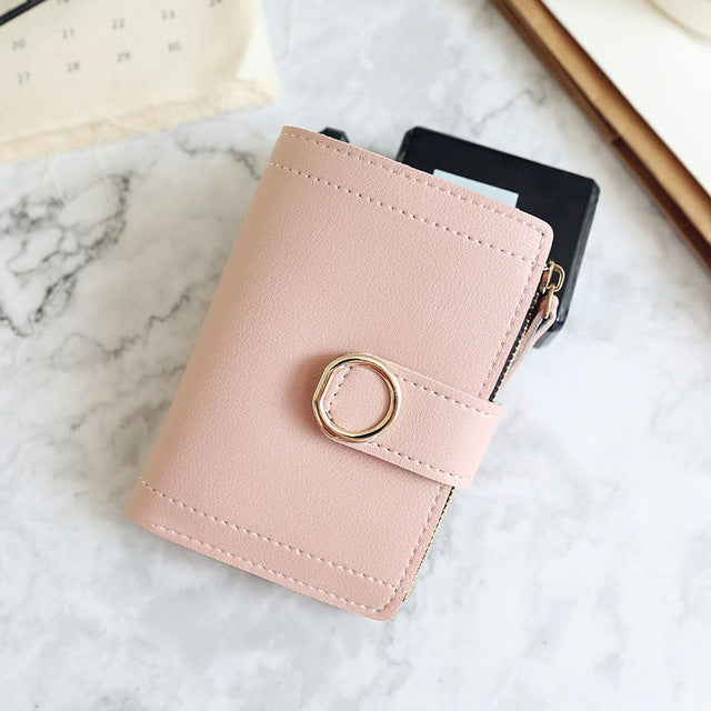 Women Wallets Small Fashion Leather Purse Ladies Card Bag For Female Purse Money Clip Wallet(Light Pink) - Wallets by PMC Jewellery | Online Shopping South Africa | PMC Jewellery