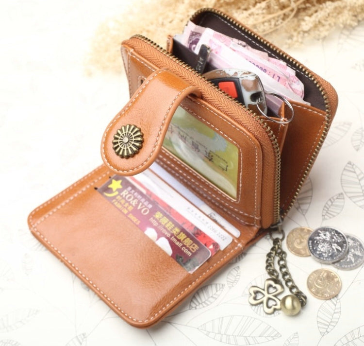 Vintage Button Phone Purses Women Wallets Female Purse Leather Brand Retro Ladies Long Zipper Woman Wallet Card Clutch(Long black) - Wallets by PMC Jewellery | Online Shopping South Africa | PMC Jewellery