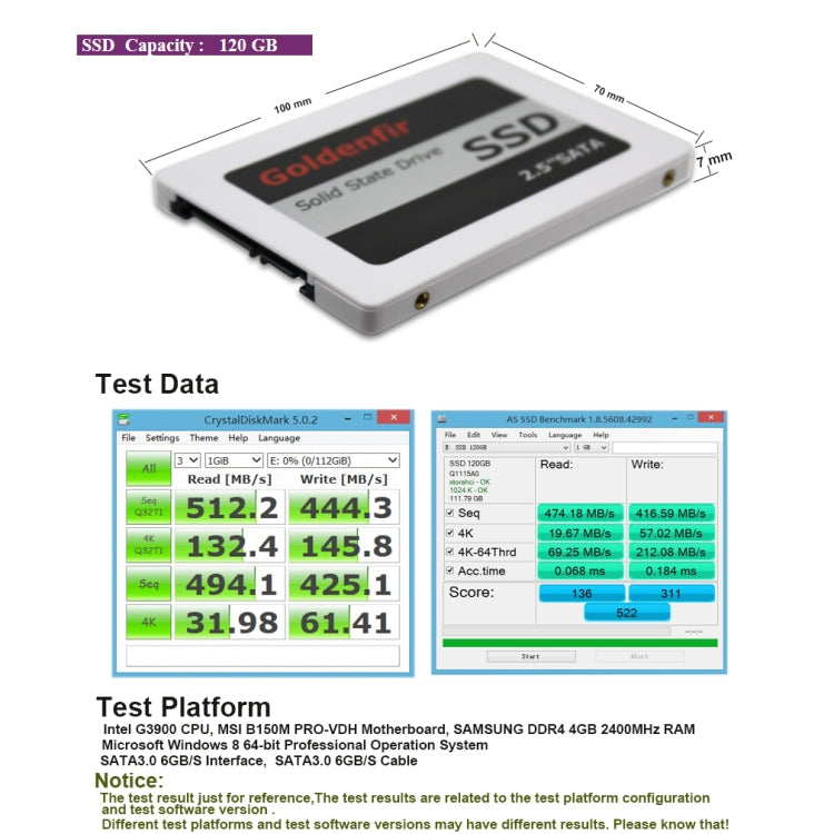 Goldenfir SSD 2.5 inch SATA Hard Drive Disk Disc Solid State Disk, Capacity: 120GB - Solid State Drives by Goldenfir | Online Shopping South Africa | PMC Jewellery