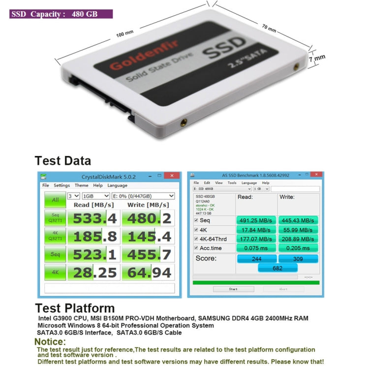 Goldenfir SSD 2.5 inch SATA Hard Drive Disk Disc Solid State Disk, Capacity: 480GB - Solid State Drives by Goldenfir | Online Shopping South Africa | PMC Jewellery