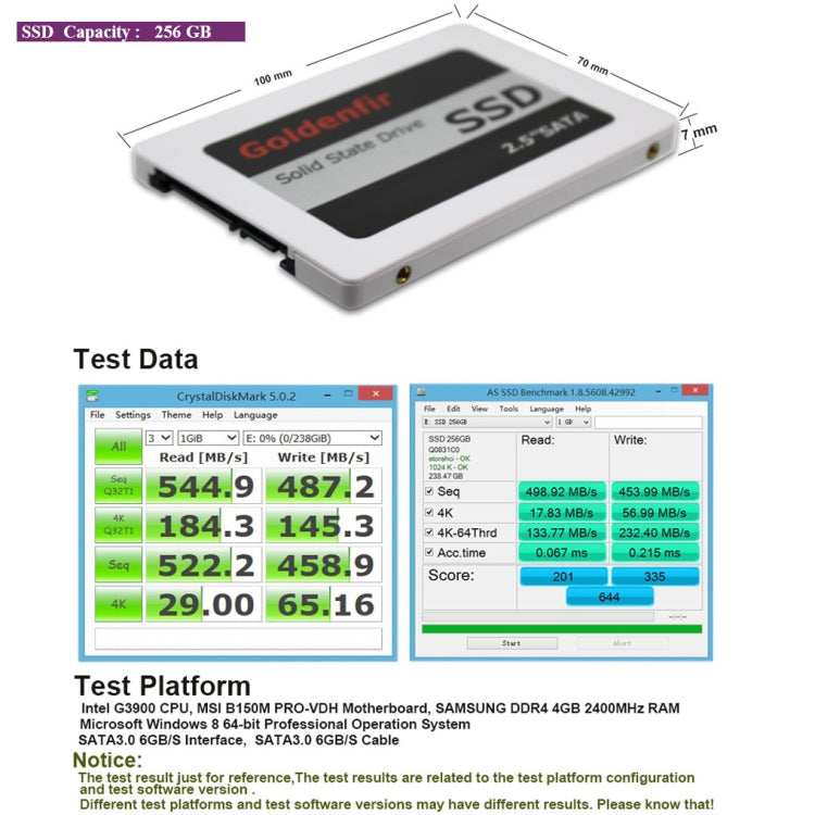 Goldenfir SSD 2.5 inch SATA Hard Drive Disk Disc Solid State Disk, Capacity: 256GB - Solid State Drives by Goldenfir | Online Shopping South Africa | PMC Jewellery