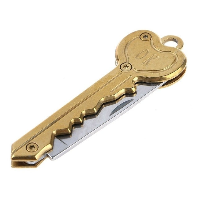 Mini Key Knife Camp Outdoor Keyring Ring Keychain Fold Self Defense Security Multi Tool(Gold) - Self-defense Protection by PMC Jewellery | Online Shopping South Africa | PMC Jewellery