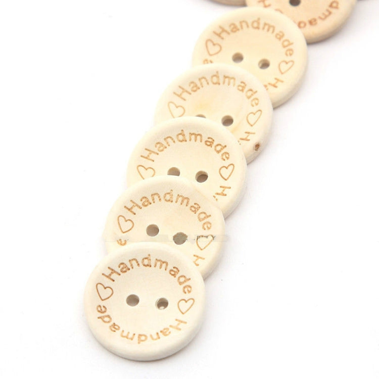 100 PCS/Set Natural Color Wooden Buttons Handmade Love Letter Wood Button Craft DIY Baby Apparel Accessories(15mm) - DIY Apparel Sewing by PMC Jewellery | Online Shopping South Africa | PMC Jewellery