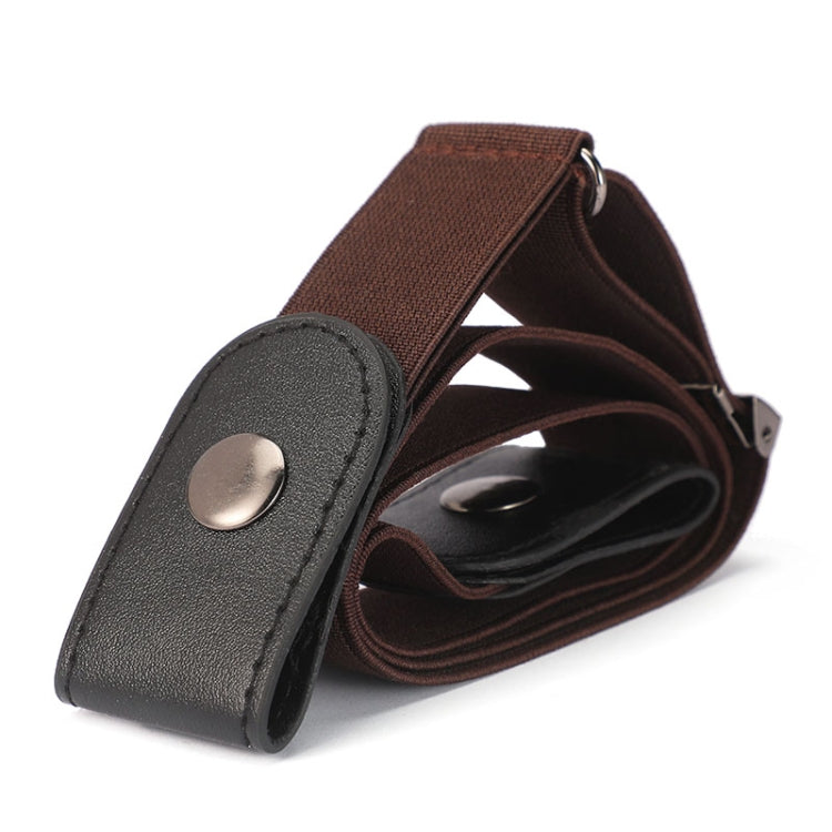 Buckle-free Elastic Force PU Leather Waistband, Length: 110cm(Brown) - Belts by PMC Jewellery | Online Shopping South Africa | PMC Jewellery