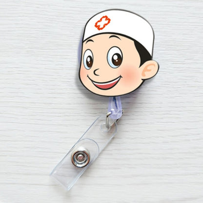Doctor Head Pattern Cute Retractable Badge Reel Student Nurse ID Name Card Badge - Name Card Holder by PMC Jewellery | Online Shopping South Africa | PMC Jewellery