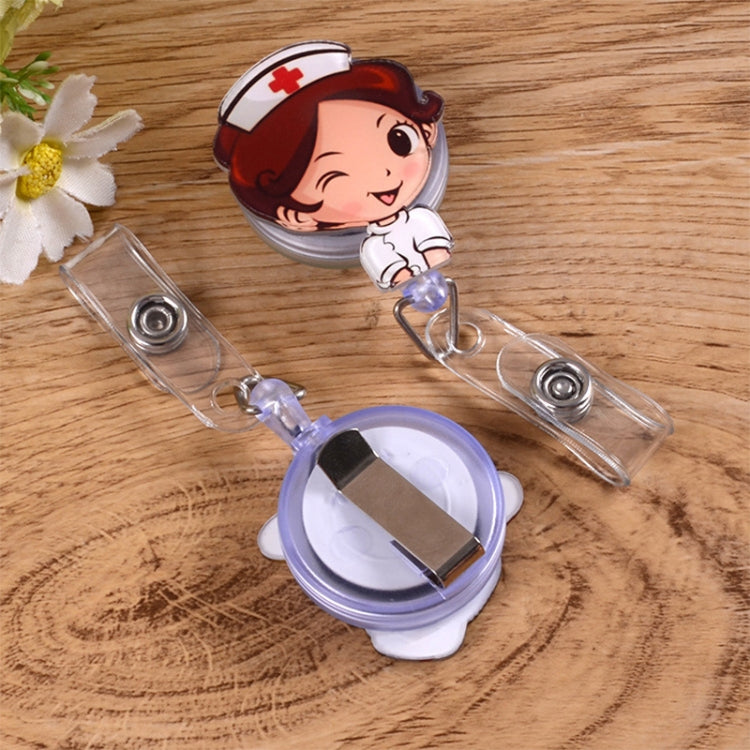 Doctor Head Pattern Cute Retractable Badge Reel Student Nurse ID Name Card Badge - Name Card Holder by PMC Jewellery | Online Shopping South Africa | PMC Jewellery