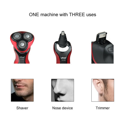 Ufree Face Care Men Beard Trimmer Machine Rechargeable Electric Shaver 4D Triple Floating Blade Heads Shaving Razors EU Plug(Red) - Electric Shavers by Ufree | Online Shopping South Africa | PMC Jewellery