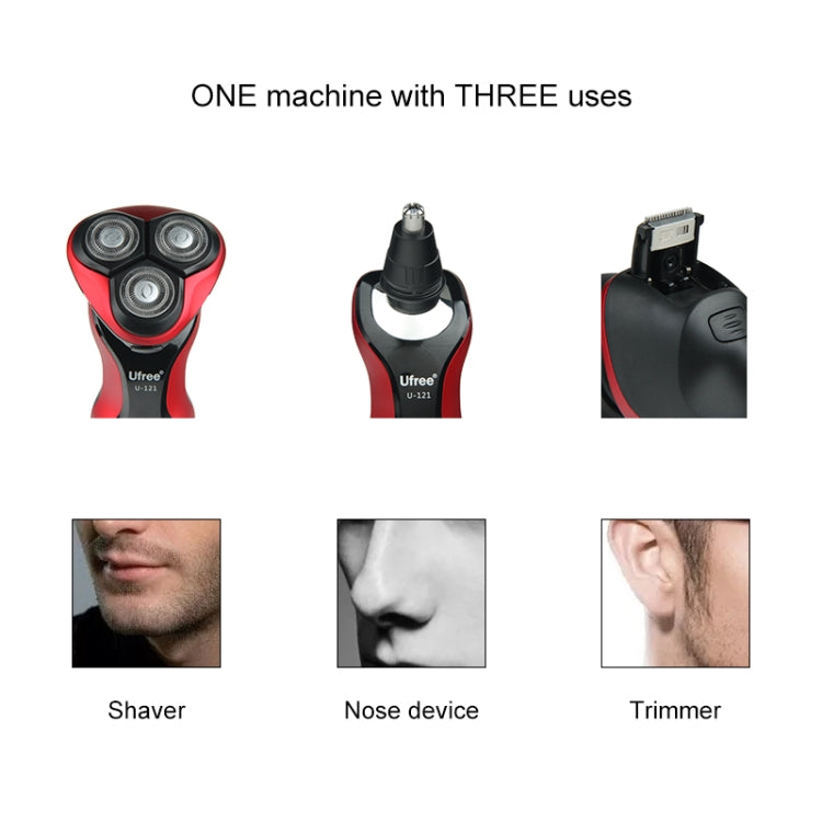 Ufree Face Care Men Beard Trimmer Machine Rechargeable Electric Shaver 4D Triple Floating Blade Heads Shaving Razors EU Plug(Silver) - Electric Shavers by Ufree | Online Shopping South Africa | PMC Jewellery