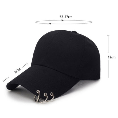 Unisex Casual Solid Color Adjustable Baseball Caps with Ring(Black) - Peaked Cap by PMC Jewellery | Online Shopping South Africa | PMC Jewellery